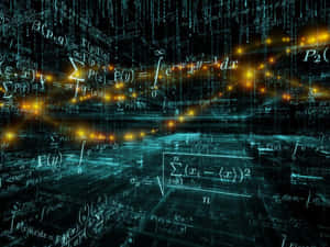 Digital space filled with floating mathematical equations and glowing data streams. — Data Wallpaper