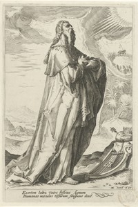 David by Jacob Matham, created 1589, in paper; engraving. Download this artwork as a high-resolution wallpaper for desktop, tablet, or mobile. — Jacob Matham Wallpaper