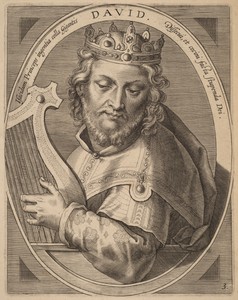 David by Theodoor Galle, created published 1613, in engraving on laid paper. Download this artwork as a high-resolution wallpaper for desktop, tablet, or mobile — Theodoor Galle Wallpaper