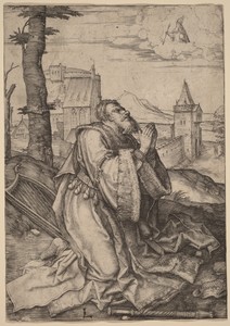 David Praying by Lucas van Leyden, created c. 1508, in engraving. Download this artwork as a high-resolution wallpaper for desktop, tablet, or mobile. — Lucas van Leyden Wallpaper