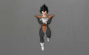 Anime warrior Vegeta in Saiyan armor floating with arms crossed. — Mythical Dragon Picture