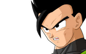 Arg anime-manlig karaktär med spikigt svart hår som stirrar intensivt. — Awesome Dragon Bilder