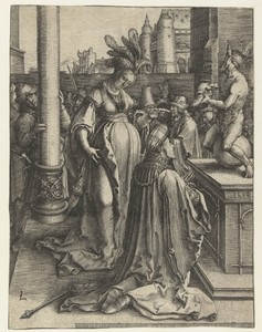 De afgoderij van Salomo by Lucas van Leyden, created 1514, in paper; engraving. Download this artwork as a high-resolution wallpaper for desktop, tablet, or mob — Art Picture
