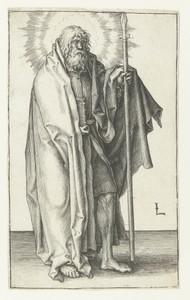 De apostel Thomas by Lucas van Leyden, created 1508 - 1512, in paper; engraving. Download this artwork as a high-resolution wallpaper for desktop, tablet, or mo — Art Picture