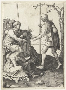 De bedelaars by Lucas van Leyden, created 1507 - 1511, in paper; engraving. Download this artwork as a high-resolution wallpaper for desktop, tablet, or mobile. — Art Picture