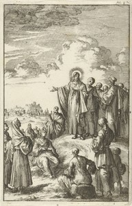 De Bergrede by Jan Luyken, created 1684, in paper; etching. Download this artwork as a high-resolution wallpaper for desktop, tablet, or mobile. — Jan Luyken Wallpaper