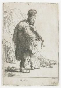 De blinde violist by Rembrandt van Rijn, created 1631, in paper; etching; burijn. Download this artwork as a high-resolution wallpaper for desktop, tablet, or m — Rembrandt van Rijn Wallpaper