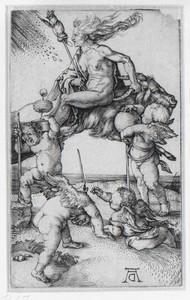 De heks by Albrecht Dürer, created 1498 - 1502, in paper; engraving. Download this artwork as a high-resolution wallpaper for desktop, tablet, or mobile. — Albrecht Dürer Wallpaper