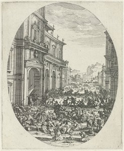 De kindermoord by Jacques Callot, created 1621 - 1625, in paper; etching; engraving. Download this artwork as a high-resolution wallpaper for desktop, tablet, o — Jacques Callot Wallpaper
