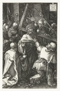 De kruisdraging by Albrecht Dürer, created 1512, in paper; engraving. Download this artwork as a high-resolution wallpaper for desktop, tablet, or mobile. — Albrecht Dürer Wallpaper