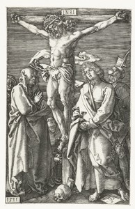 De kruisiging by Albrecht Dürer, created 1511, in paper; engraving. Download this artwork as a high-resolution wallpaper for desktop, tablet, or mobile. — Albrecht Dürer Wallpaper