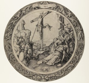 De kruisiging by Lucas van Leyden, created 1509, in paper; engraving. Download this artwork as a high-resolution wallpaper for desktop, tablet, or mobile. — Art Picture
