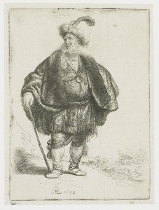 De Pers by Rembrandt van Rijn, created 1632, in paper; etching. Download this artwork as a high-resolution wallpaper for desktop, tablet, or mobile. — Rembrandt van Rijn Wallpaper