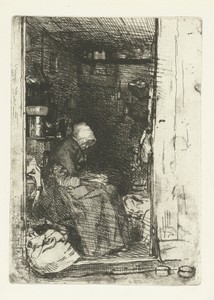 De voddenvrouw by James McNeill Whistler, created 1858, in paper; etching. Download this artwork as a high-resolution wallpaper for desktop, tablet, or mobile. — Art Picture