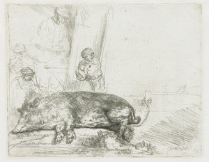 De zeug by Rembrandt van Rijn, created 1643, in paper; etching; drypoint. Download this artwork as a high-resolution wallpaper for desktop, tablet, or mobile. — Rembrandt van Rijn Wallpaper