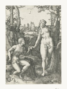 De zondeval by Lucas van Leyden, created 1529, in paper; engraving. Download this artwork as a high-resolution wallpaper for desktop, tablet, or mobile. — Nature Wallpaper