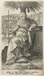 Debora by Jan Collaert (II), created 1588 - 1595, in paper; engraving. Download this artwork as a high-resolution wallpaper for desktop, tablet, or mobile. — Jan Collaert (II) Wallpaper