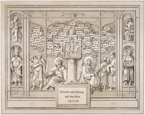 Dedication by Ferdinand Olivier, created 1823, in Lithograph in brown and black ink on ivory wove paper. Download this artwork as a high-resolution wallpaper fo — Ferdinand Olivier Wallpaper