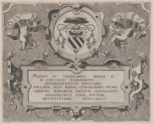 Dedication by Lucas van Doetechum, created 1560, in engraving on laid paper. Download this artwork as a high-resolution wallpaper for desktop, tablet, or mobile — Johannes van Doetechum the Elder Wallpaper