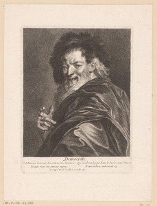 Democritus by Antoine Coypel, created 1692, in paper; etching; stippelwerk. Download this artwork as a high-resolution wallpaper for desktop, tablet, or mobile. — Antoine Coypel Wallpaper