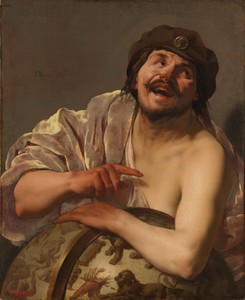 Democritus by Hendrick ter Brugghen, created 1628, in canvas; oil paint (paint). Download this artwork as a high-resolution wallpaper for desktop, tablet, or mo — Hendrick ter Brugghen Wallpaper