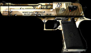 Desert Eagle Pistole mit Tarnfinish und schwarzem Griff auf schwarzem Hintergrund. — Rifle Wallpaper