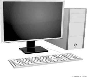 Configuración de computadora de escritorio blanca con monitor, teclado y torre sobre fondo negro. — Escritorio Fondos de pantalla