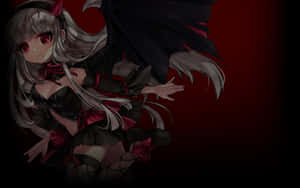 Chica anime con alas de murciélago y ojos rojos en atuendo gótico oscuro sobre fondo rojo. — Personajes de Devil May Cry Imagen Fondos de pantalla