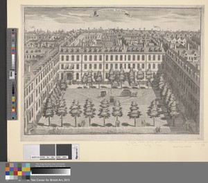 Devonshire Square by Sutton Nicholls, active 1725, in Etching and engraving on medium, slightly textured, cream laid paper. Download this artwork as a high-reso — Sutton Nicholls, active 1725 Wallpaper