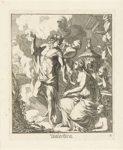 Dialectica by Caspar Luyken, created 1691, in paper; etching. Download this artwork as a high-resolution wallpaper for desktop, tablet, or mobile. — Caspar Luyken Wallpaper