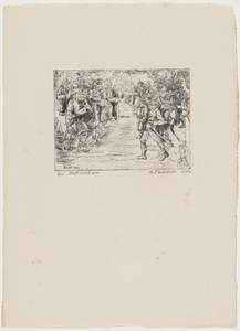 Die Festnahme by Abraham Palukst, created 1923/1924, in etching and drypoint on laid paper. Download this artwork as a high-resolution wallpaper for desktop, ta — Abraham Palukst Wallpaper