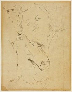 Diego Rivera by Amedeo Modigliani, created 1915, in Pen and brown and black ink, over graphite on tan wove paper, laid down on buff wove card. Download this art — Illustration Background
