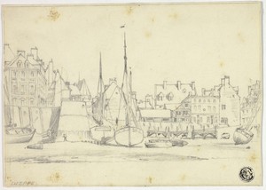 Dieppe by Edward William Cooke, created c. 1850, in Graphite on ivory wove paper. Download this artwork as a high-resolution wallpaper for desktop, tablet, or m — Edward William Cooke Wallpaper