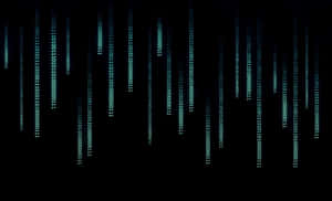 Código binário verde caindo verticalmente em um espaço digital escuro. — Data Science Papéis de Parede