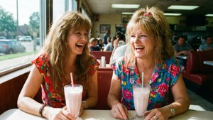 Patty dan Nonnie berbagi tawa di diner