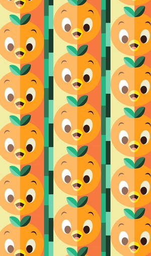 Tapet med upprepande tecknade orange fåglar på randig bakgrund — Disney mönster Bakgrundsbilder