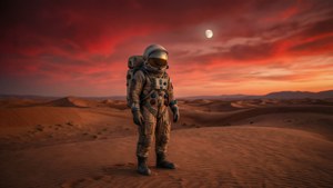 En ensom astronaut i et ørkenlandskab, der indfanger Cuaróns følelse af isolation og kosmisk undren
