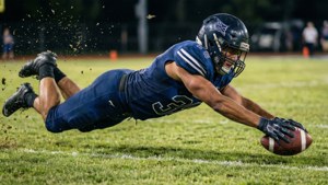 Davis Mills plonge pour une balle libre en action.