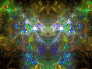 Arte fractal simétrica com cores neon brilhantes girando em padrões cósmicos. — Dmt Papéis de Parede