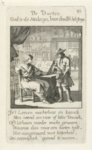 Dokter by Jan Luyken, created 1694, in paper; etching. Download this artwork as a high-resolution wallpaper for desktop, tablet, or mobile. — Art Wallpaper