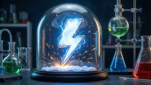 Tegneserie lyn inneholdt i et glassdome-laboratorieeksperiment.