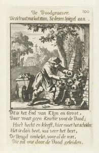 Doodgraver by Jan Luyken, created 1694, in paper; etching. Download this artwork as a high-resolution wallpaper for desktop, tablet, or mobile. — Art Wallpaper