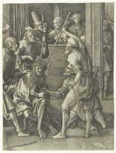 Doornenkroning by Lucas van Leyden, created 1519, in paper; engraving. Download this artwork as a high-resolution wallpaper for desktop, tablet, or mobile. — Art Picture