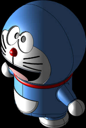 Blue robotic cat with big eyes and red nose smiling widely. — Doraemon 3d Wallpaper