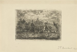 Dorpsrand by Johan Frederik Croockewit, created 1842 - 1898, in paper; etching; drypoint. Download this artwork as a high-resolution wallpaper for desktop, tabl — Johan Frederik Croockewit Wallpaper