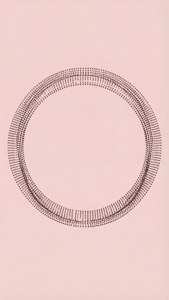 Un cadre circulaire en pointillés sur rose pastel, minimaliste et moderne.