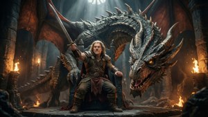 Dungeon Crawler Carl menghadapi naga raksasa di ruang tahta