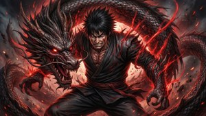 Suguru Geto mit einem drachenverfluchten Geist, wild und episch