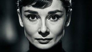 Intense greyscale close-up with dramatic shadows and deep eyes. — Audrey Hepburn Picture