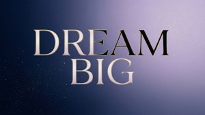 Sfondo motivazionale con citazione 'SOGNA IN GRANDE' con gradiente da blu navy a lavanda e stelle